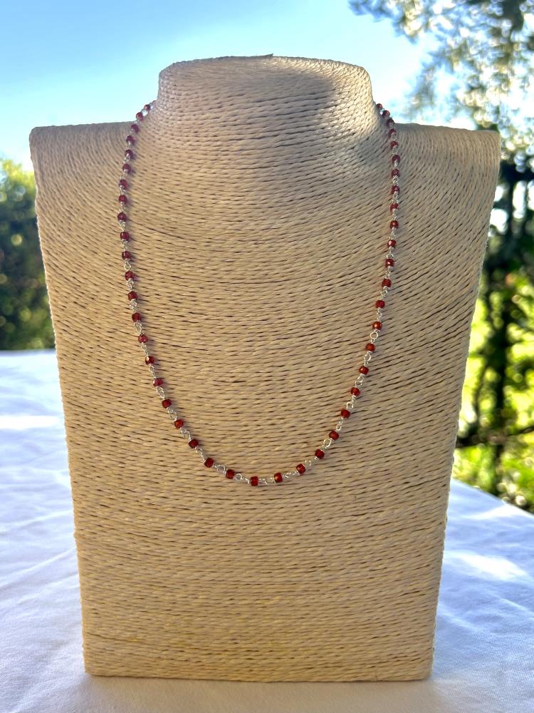 RED ZIRCON AND NATURAL SILVER CHOKER