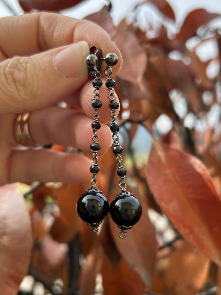 BLACK ONYX AND BLACK ZIRCONIA EARRINGS