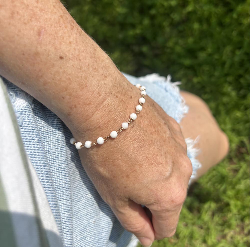 Rosé white agate bracelet