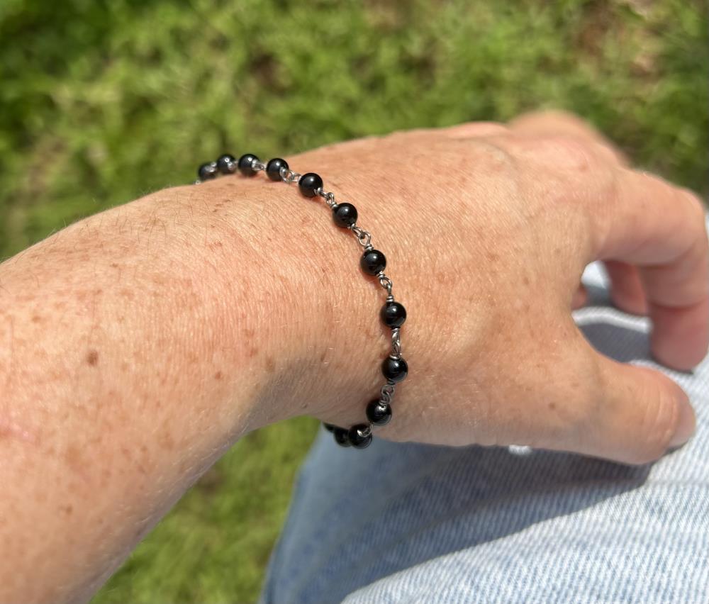 Burnished black onyx bracelet